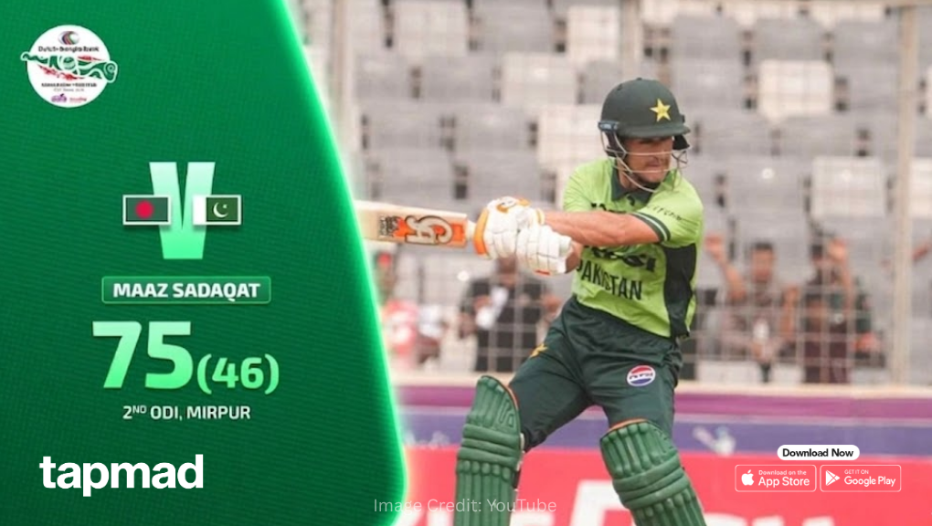 Maaz Sadaqat 75 in Vain? Dramatic Pakistan Batting Collapse Hands Momentum to Bangladesh in Pak vs Ban 2nd ODI