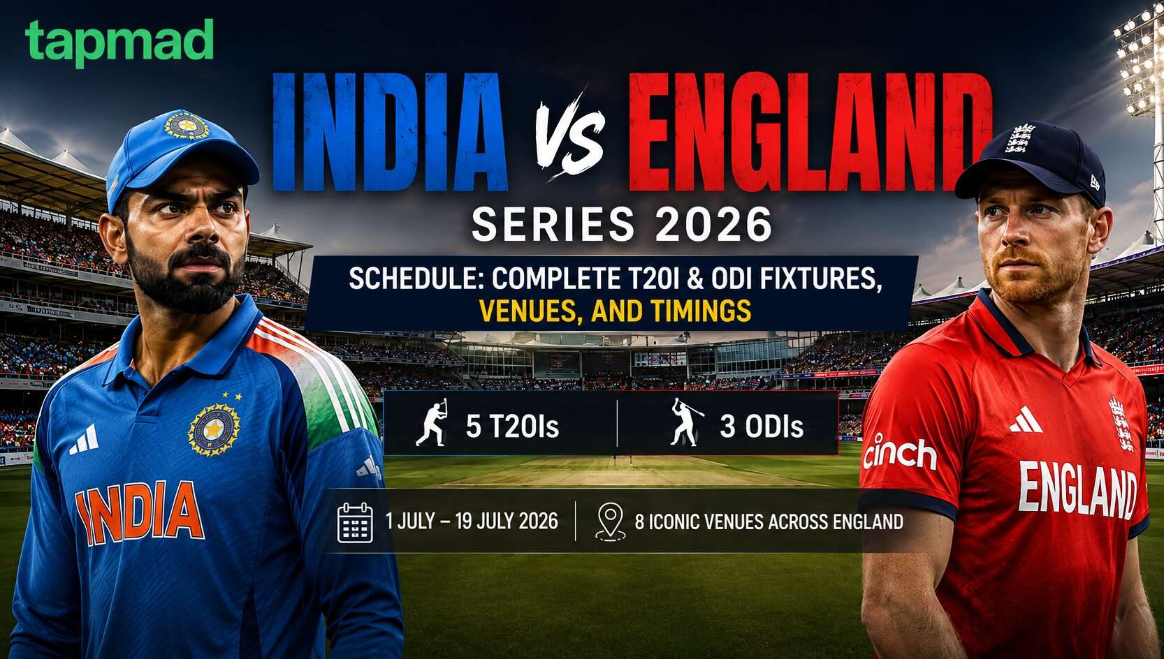 India vs England Series 2026 Schedule: Complete T20I & ODI Fixtures, Venues, and Timings