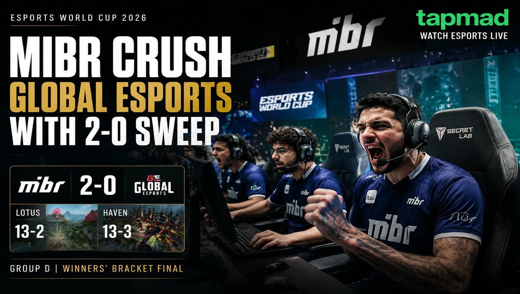 MIBR Crush Global Esports With 2-0 Sweep At Esports World Cup 2026