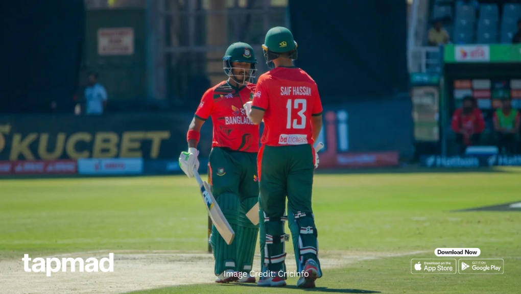 Tanzid and Saif Fifties Before Saifuddin Blitz Powers Bangladesh to Score 186 in 2nd T20I