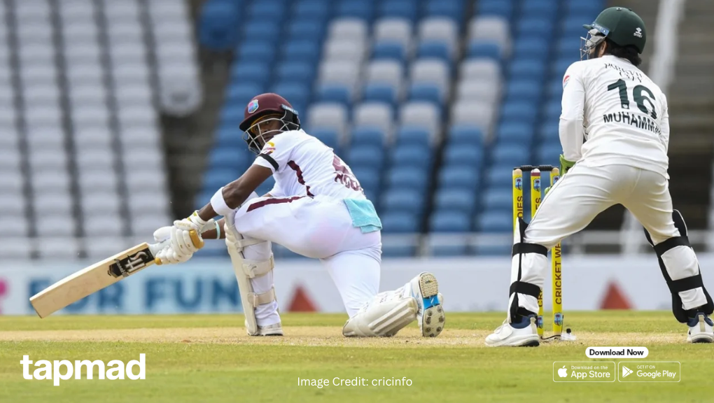 WI vs Pak 1st Test: Hope's Century Bid Alive as Pak Strike on Day 2
