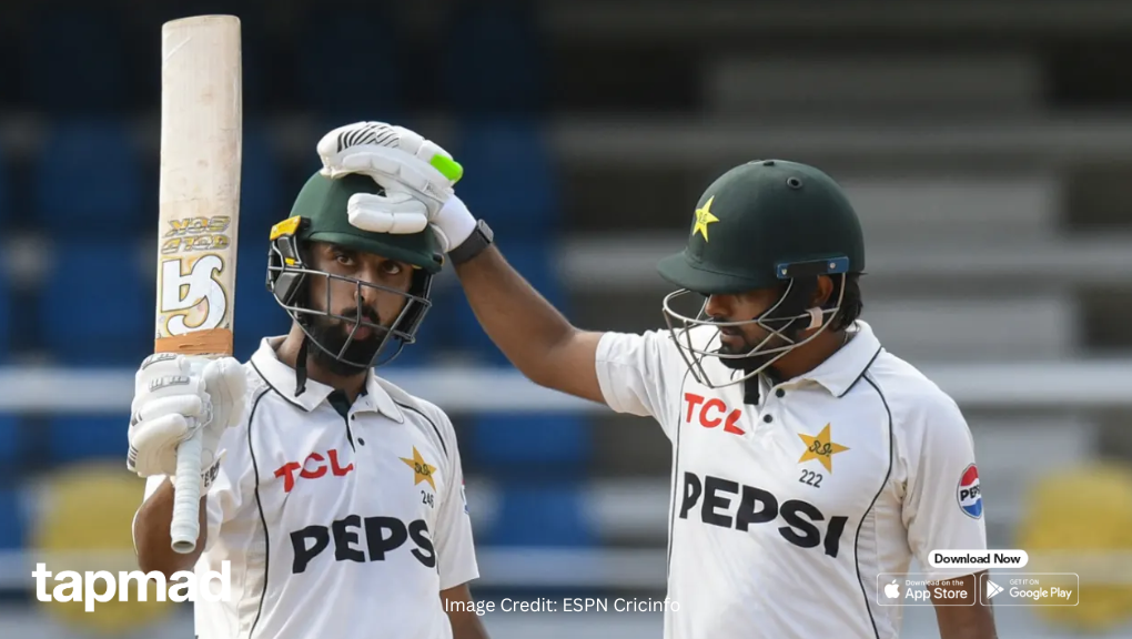 Shafique Century, Babar’s Unbeaten 86 Put Pakistan in Command Against West Indies