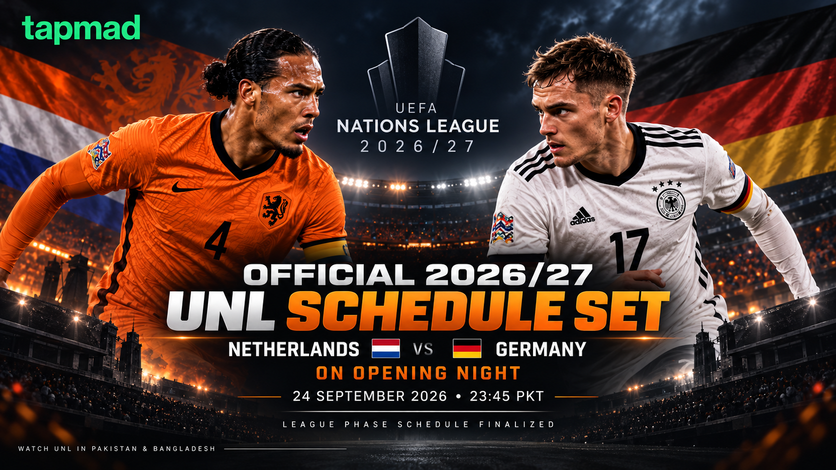 Official 2026/27 UNL Schedule Set as Netherlands Face Germany in Opening Night