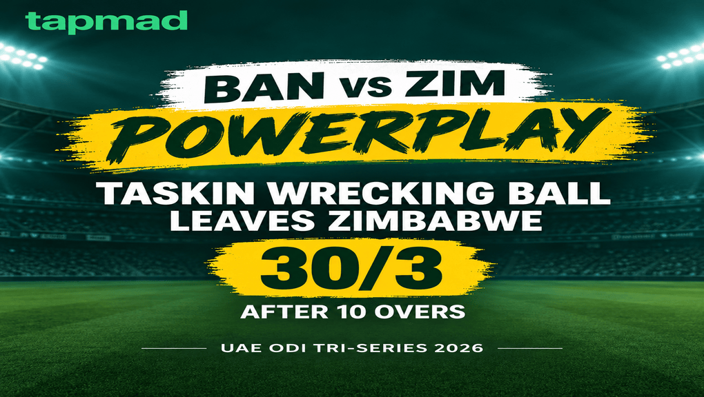 BAN vs ZIM Powerplay: Taskin Wrecking Ball Leaves Zimbabwe 30/3