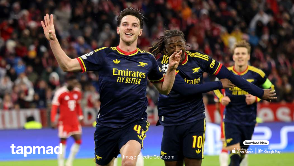 Declan Rice Rescues Arsenal With Late Equalizer in Draw Against Bayern Munich