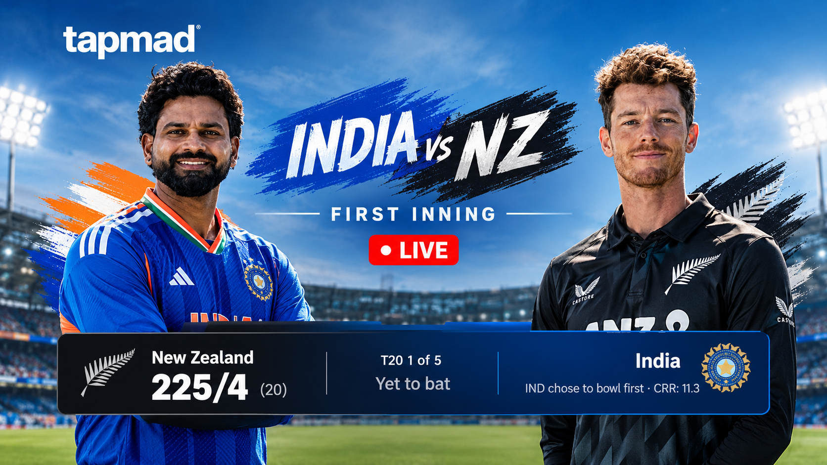 New Zealand vs India 1st Inning Update As Phillips Hits 82 off 40 Balls