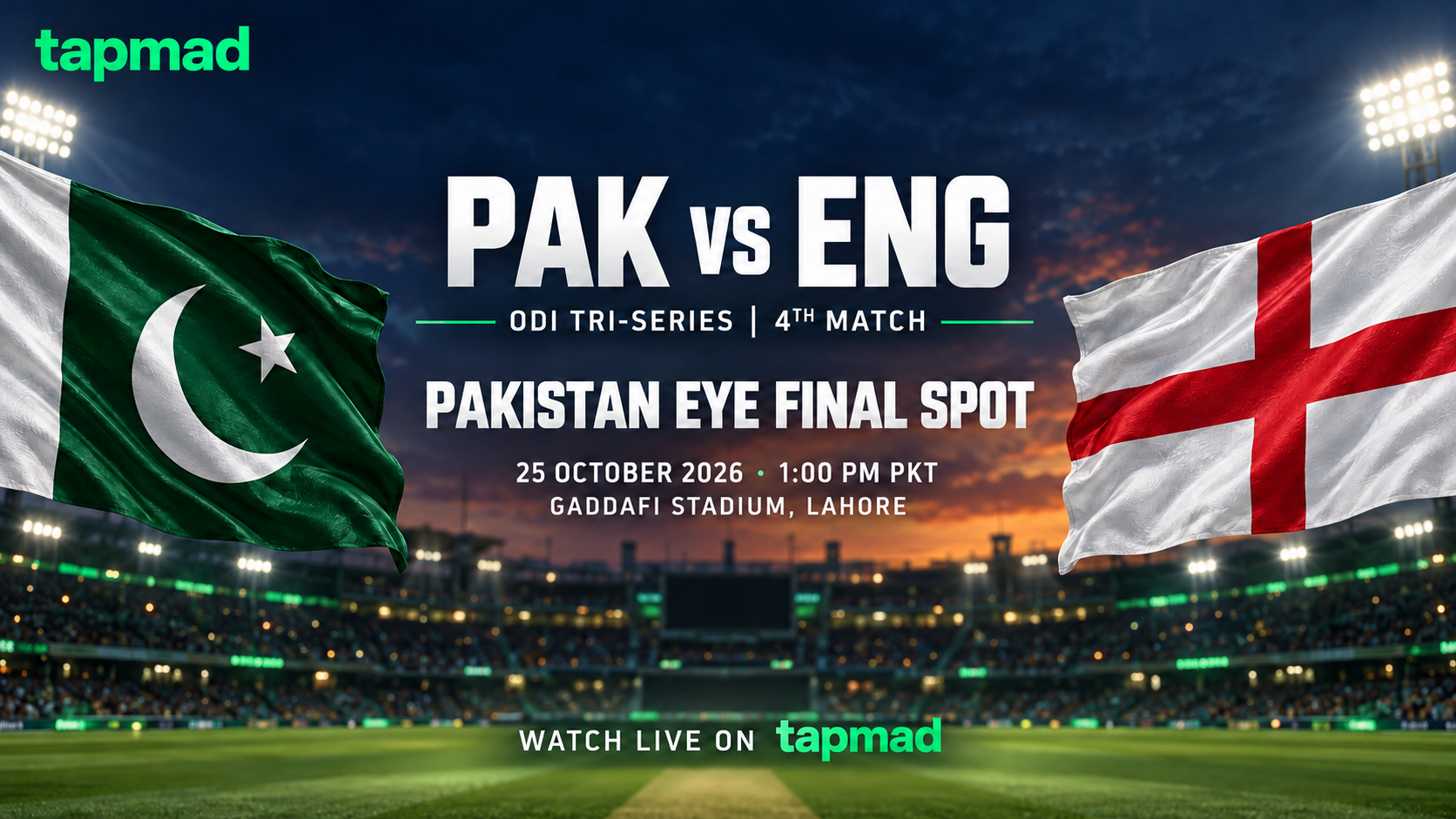 PAK vs ENG Preview: Pakistan Eye Final Spot in Lahore | tapmad